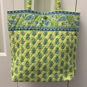 Vera Bradley tote handbag Retired Citrus pattern Yellow/lime green blue EUC!🍋💙